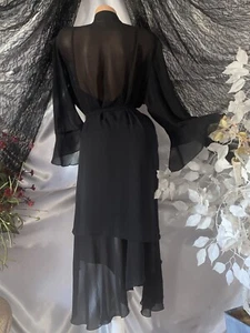 VTG SILKY SHEER DBL Sheer CHIFFON Dowton Negligees Nightgown Peignoir WHIMSIGOTH - Picture 1 of 16