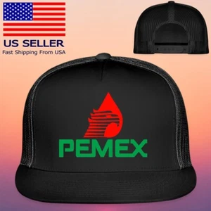 Pemex Mexico Gas Station Adjustable Black Trucker Hat Cap Adult Size - Picture 1 of 2