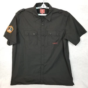 LRG 47 WOVENS Space Shuttle Patch Sky High Mission Control Button Shirt Blk 4XL - Picture 1 of 9