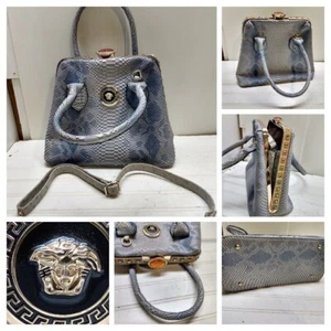 Faux Leather Handbag Women Reptile Print Geometric Satchel Purse Shoulder Strap - Picture 1 of 16