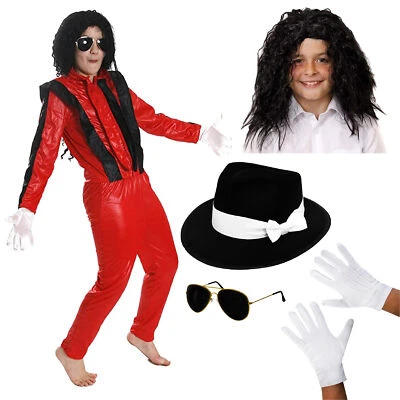 KING OF POP KIDS THRILLER COSTUME SUPERSTAR OUTFIT JACKO POPSTAR FANCY DRESS - Image 1 of 4