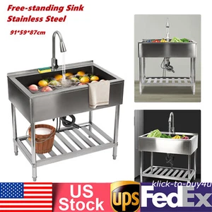 Stainless Steel Utility Sink Commercial Restaurant Laundry Sink Kitchen Sink - Picture 1 of 24