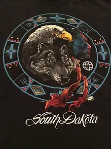 South Dakota Large T-Shirt Wolf Weißkopfseeadler Indianer Natur Hipster Indie - Bild 1 von 2
