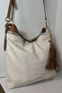 Michael Kors Brooklyn Large Shoulder Bag White Pebble Grain Leather - Picture 1 of 23