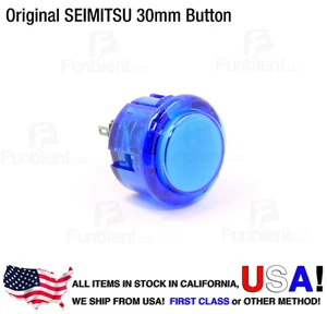 SEIMITSU Original PS-14-K Blue Translucent Push Button JAMMA guitar killswitch - Picture 1 of 10