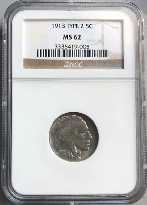 1913 Type 2 5C Buffalo Nickel NGC MS 62 - Image 1 of 4