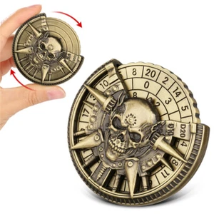 Unique Double-Sided Hollow Skull Metal Dice Spinner Gothic Style RPG Gaming Gift - Picture 1 of 10