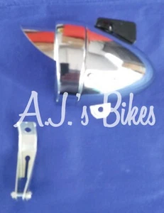 Faro Proiettile Bicicletta Con Visiera In Cromo E 7 L.E.D.anni 's - Foto 1 di 5