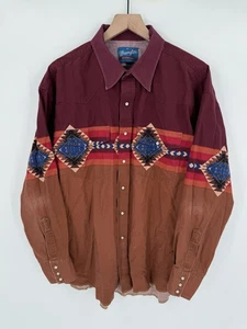 Vintage Wrangler BrushPopper Shirt Men’s XXL Aztec Southwestern Cowboy Rodeo - Picture 1 of 7