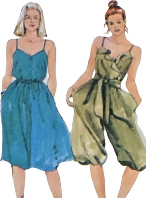 1980s Jumpsuit Culottes Ruffled Esprit Sundress Simplicity 5590 Sewing Pattern - Image 1 of 3