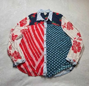 XL Maeve x Anthropologie Paz Camisa Blusa Contraste Botones Rojo - Imagen 1 de 10