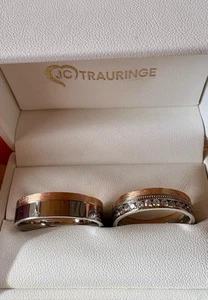 Trauringe Eheringe Partnerringe hochwertig in Bicolor (Rotgold/Platin)Brillanten - Bild 1 von 7