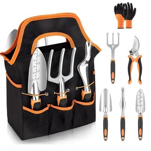 8 PCS Garden Tool Set, Stainless Steel Heavy Duty Gardening Tool Set, Outdoor... - Picture 1 of 8