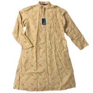 WestSide Traditional Kurta Panjabi Uomo L/42 Crema Beige Paisley (solo top) Nuovo con etichette - Foto 1 di 18