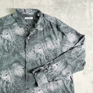Tommy Bahama Silk Tropical Leaf Print Long Sleeve Button Up Shirt XL TG - Picture 1 of 10