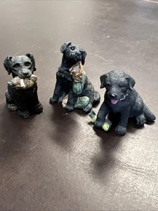 "Tres (3) mini estatuillas Labrador Retriever negras | 1,5"" de alto resina coleccionable" - Imagen 1 de 22
