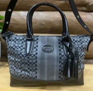 Coach Legacy Graphite Signature Stripe Molly 2-Way Satchel 21154 NWOT W DUSTBAG - Picture 1 of 16