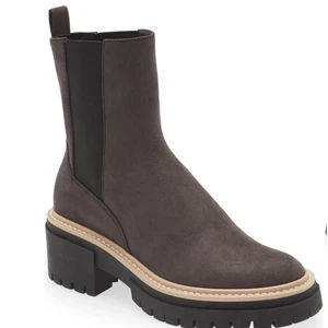 Open Edit Mya Lug Sole Chelsea Boot 6 Gray Faux Suede NWOT Ankle Calf 90s Y2K - Picture 1 of 8