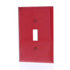Eaton PJ1RD Red 1-Gang Toggle Thermoplastic Unbreakable Mid-Size Wallplate Cover - Picture 1 of 5