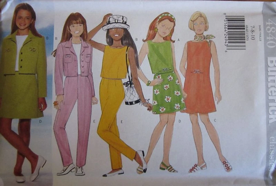4840 Vintage Butterick SEWING Pattern Little Girls Dress Pants Top UNCUT OOP NEW - Image 1 of 1