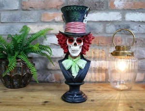 Mad Hatter Ornament Home Decor Statue Skeleton Halloween Skull Decor Gift - Picture 1 of 3