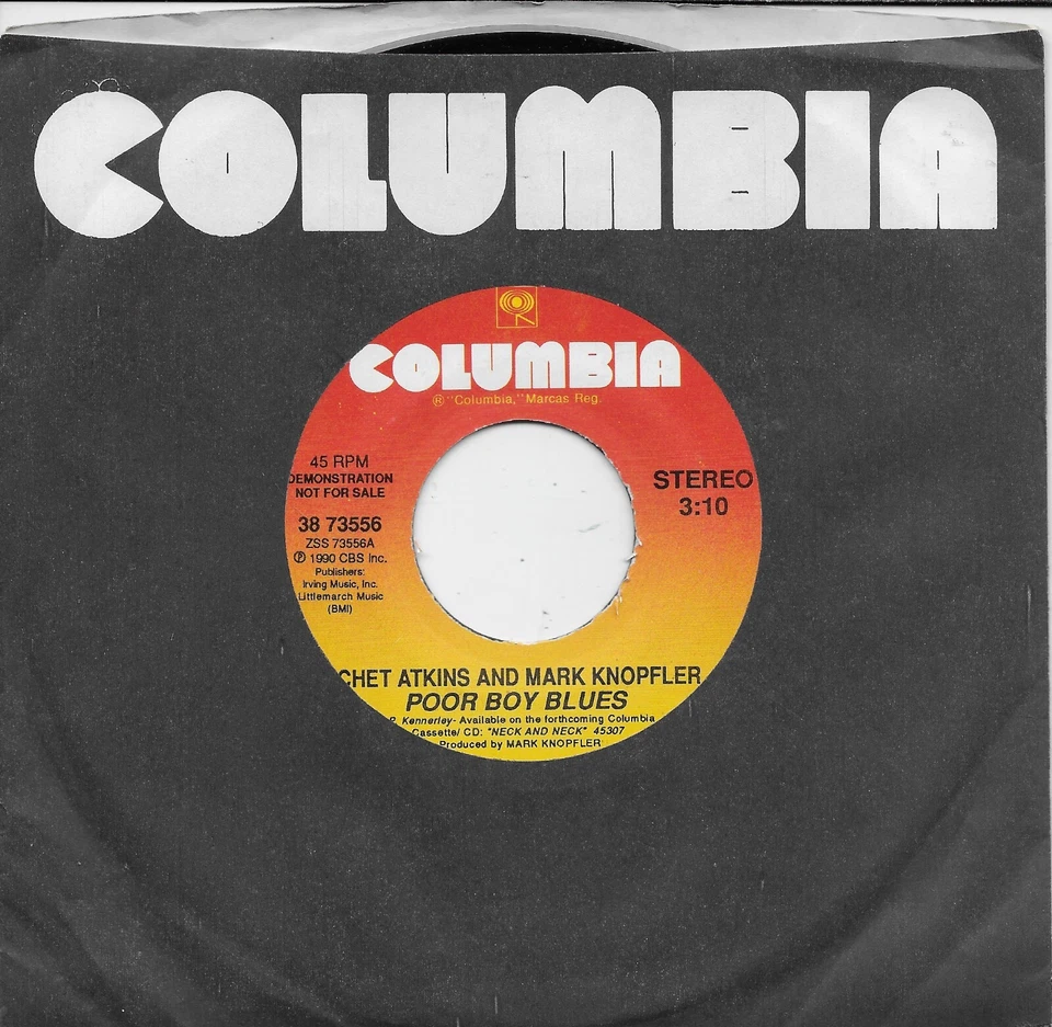 CHET ATKINS and MARK KNOPFLER  Poor Boy Blues  rare promo 45  DIRE STRAITS - Image 1 of 1