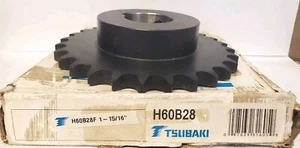 TSUBAKI H60B28F 1-15/16*SI. ROW 60 ROLLER CHAIN SPROCKET*1-15/16" BORE KW+SS NIB - Picture 1 of 7
