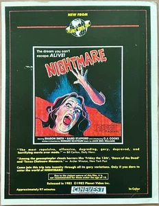 1982 Planet Video Inc. - Nightmare Movie Double Sided Promo Flyer RARE! - Picture 1 of 2