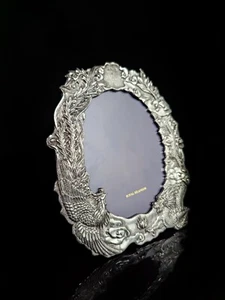 New Older Never Used ROYAL SELANGOR Pewter Peacock & Dragon Picture Frame #3426 - Picture 1 of 13
