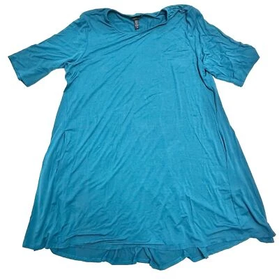 Vestido Camiseta Eileen Fisher Azul Elastizado Viscosa Dobladillo Redondeado Talla L Grande Foto 1 de 4