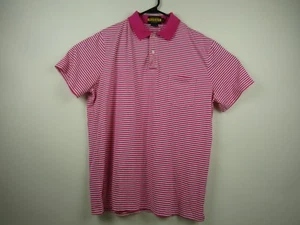 Mens Ralph Lauren Rugby Large Pink Striped Short Sleeve 2 Button Polo Shirt - Picture 1 of 4