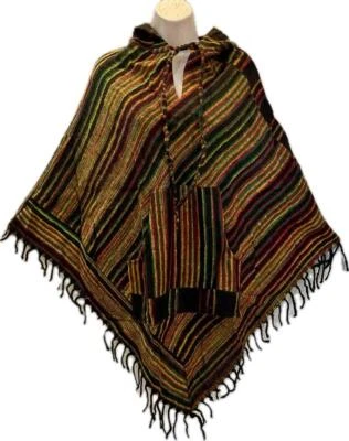 Hippie Bohemian HIMALAYAN BRUSHED Festival Cape Poncho Hoodie 4727 A - Image 1 of 4