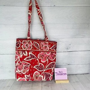 Vera Bradley ROSIE POSIES Schultertasche Handtasche rot rosa Blumen gesteppt mit Henkeln - Bild 1 von 13