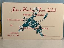 1960 Spokane Jets Senior Mens Ice Hockey Fan Club Membership Card