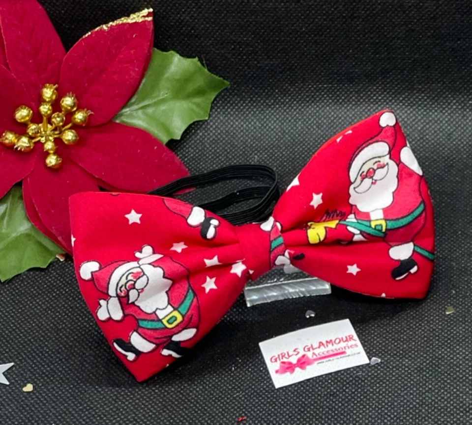GIRL*GLAMOUR Men Santa Christmas Bow Tie Neck Necktie Dickie Father Christmas Dress Jumper