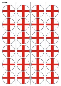 24X PRECUT ENGLAND FLAG FOOTBALL EDIBLE WAFER PAPER, CUPCAKE, CAKE TOPPERS 1183 - Picture 1 of 1