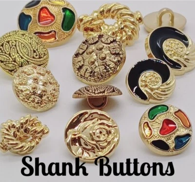 *UK* Gold And Fancy Shank Buttons,Assorted, Plastic (5 PACK) - Image 1 of 4