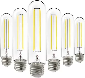 6 Pack 5W=40W Dusk to Dawn Outdoor T10 Light Tubular LED Bulbs, CRI90 2700K Soft - Picture 1 of 8