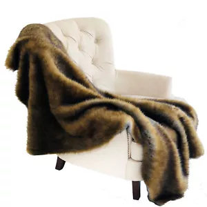 Brown and Grey Wild Grizzly Bear Faux Fur Luxury Throw - Picture 1 of 3