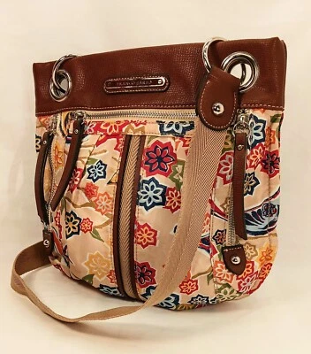 Bandolera/bolso de hombro ajustable Franco Sarto brillante verano estampado floral/pájaro  Foto 1 de 4