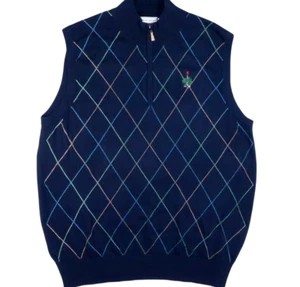 PETER MILLAR GOLF MERION COUNTRY CLUB 1896 SILK CASHMERE SWEATER VEST MEDIUM ZIP - Picture 1 of 12