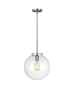 Sea Gull Lighting Kate 1 Light Sphere Pendant Nickel/Clear 6692101-962 60 Watt - Picture 1 of 3