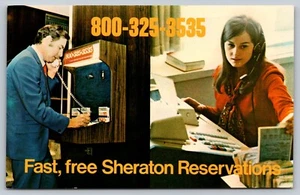 Vintage Sheraton Hotels Postkarte schnelle kostenlose Reservierungen Werbung Ephemera - Bild 1 von 3