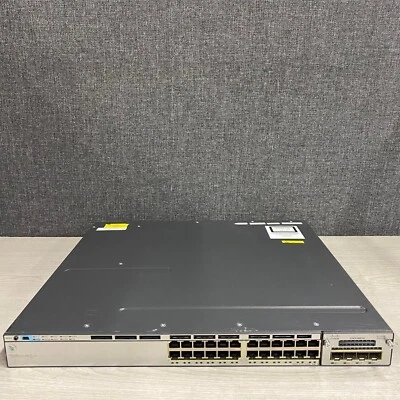 Cisco C3750X-24P-L PoE+ 24-Port Ethernet Switch ** 1Gb Uplink Ports ** - Image 1 of 4