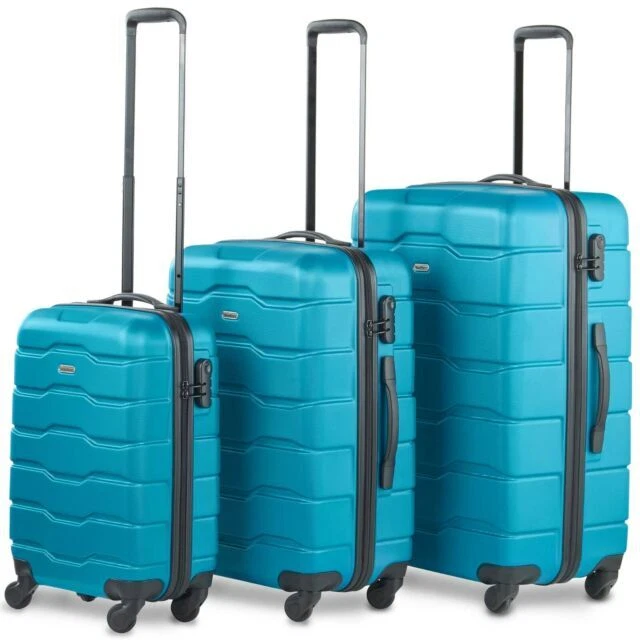 VonHaus ABS Lightweight Hard Shell Suitcase Set - Teal, Pack of 3