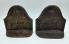 Vintage Trails End 1928 Connecticut Foundry Brave Horse Bronzed Iron Bookends