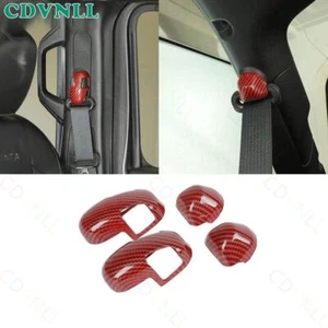 Hebilla de cinturón de seguridad decoración para Jeep Wrangler JL JT 18+ fibra de carbono roja - Imagen 1 de 6