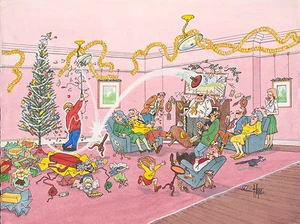 Escena de golf humorística, paquete de 10 tarjetas de Navidad de Christopher Hope. C487X - Imagen 1 de 1