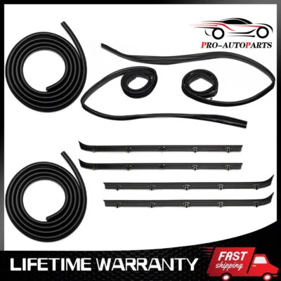 Set for Chevy GMC Truck Front Door Window Run Sweep Felts Weatherstrip Seals Kit - Image 1 of 4