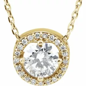 Forever One Moissanite & .06 CTW Diamond 16-18" Necklace In 14K Yellow Gold - Picture 1 of 2